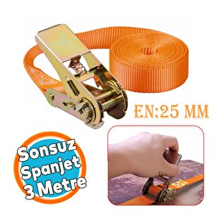 Spanzet Sonsuz Gırgır Yük Gerdirme Halatı Eşya Sabitleme Sapan 3 Metre Yük Taşıma Kamyoncu İpi