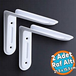 Raf Altı Ayak Ferforje Beyaz Raf Tutucu Klas 21.5 X 15.5 Cm  2 Adet (no:2)