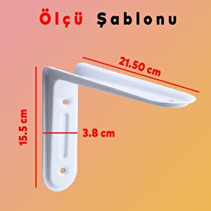 Raf Altı Ayak Ferforje Beyaz Raf Tutucu Klas 21.5 X 15.5 Cm  2 Adet (no:2)