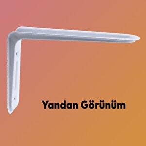 Raf Altı Ayak Ferforje Beyaz Raf Tutucu Klas 21.5 X 15.5 Cm  2 Adet (no:2)
