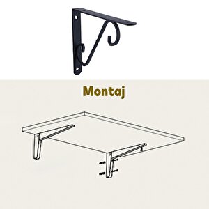 Raf Altı Metal Ayak Ferforje Siyah Raf Tutucu 150 X 230 Mm (2 Adet)