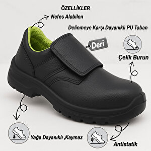 İş Ayakkabısı Deri Çelik Burunlu Kaymaz Tabanlı Güvenlik Kaynak Ayakkabıları S3 Cırtlı 44 Numara