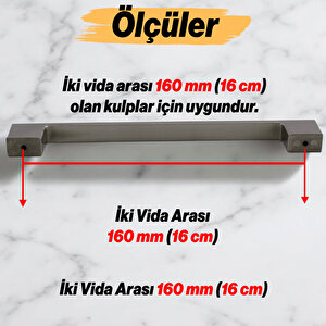 Mobilya Mutfak Çekmece Dolap Dolabı Kapak Kulbu Kulpu Kulpları (160 Mm - 16 Cm) İnox Metal