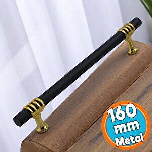 Mobilya Mutfak Dolabı Çekmece Dolap Kulpları Kapak Kulpu Kulbu Siyah Altın 160 Mm Metal Kulp 16 Cm