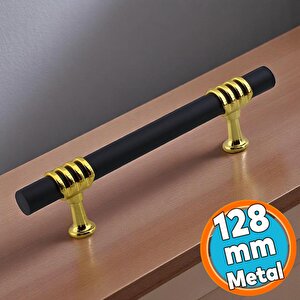 Mobilya Mutfak Dolabı Çekmece Dolap Kulpları Kapak Kulpu Kulbu Siyah Gold 128 Mm Metal Kulp(12.8 Cm)