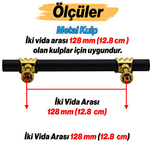 Mobilya Mutfak Dolabı Çekmece Dolap Kulpları Kapak Kulpu Kulbu Siyah Gold 128 Mm Metal Kulp(12.8 Cm)