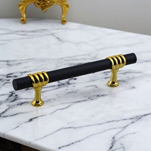 Mobilya Mutfak Dolabı Çekmece Dolap Kulpları Kapak Kulpu Kulbu Siyah Gold 128 Mm Metal Kulp(12.8 Cm)