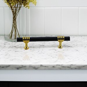 Mobilya Mutfak Dolabı Çekmece Dolap Kulpları Kapak Kulpu Kulbu Siyah Gold 128 Mm Metal Kulp(12.8 Cm)