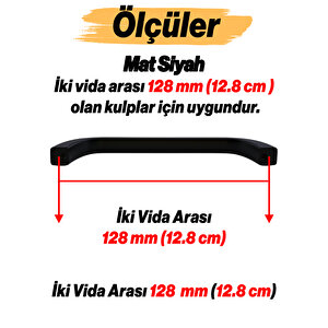 Mobilya Çekmece Mutfak Dolap Dolabı Kulpları Kapak Kulb 12.8 Cm Kulp 128 Mm Siyah Metal