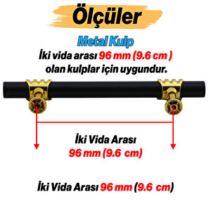 Mobilya Mutfak Dolabı Çekmece Dolap Kulpları Kapak Kulpu Kulbu Siyah Altın 96 Mm Metal Kulp 9.6 Cm