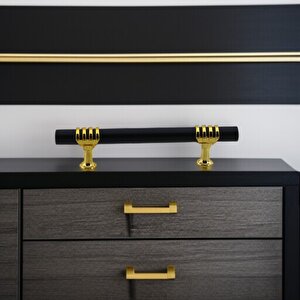 Mobilya Mutfak Dolabı Çekmece Dolap Kulpları Kapak Kulpu Kulbu Siyah Altın 96 Mm Metal Kulp 9.6 Cm