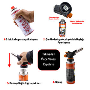 Kamp Gazı Yedek Kartuşu Çakmaklı Pürmüz 227 Gram Piknik Kamp Mangal Mutfak Ateş Tutuşturucu 10 Set