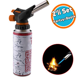 Kamp Gazı Yedek Kartuşu Çakmaklı Pürmüz 227 Gram Piknik Kamp Mangal Mutfak Ateş Tutuşturucu Seti