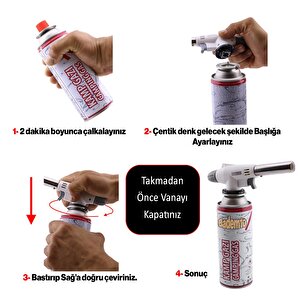 Kamp Gazı Yedek Kartuşu Çakmaklı Pürmüz 227 Gram Piknik Kamp Mangal Mutfak Ateş Tutuşturucu 5'li Set