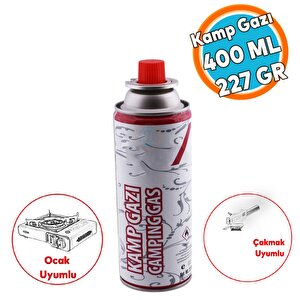 (1 Adet) Kamp Gazı Bütan Propan Tüpü Portatif Ocak Kartuşu Tek Kullanımlık Pürmüz 400 Ml 227 Gr