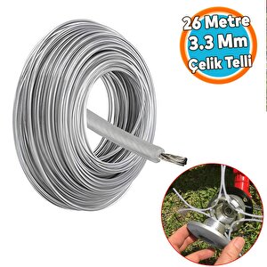 Çelik Telli Motorlu Tırpan Yuvarlak Misina Çim Ot Biçme Teli Güçlü Profesyonel 3.3 Mm 26 Metre