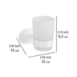 Saban Duvara Monte Diş Fırçalık  – Mat Beyaz, Paslanmaz Çelik Tutucu, Saten Cam Hazne, Yapışkanlı Montaj, 10x9,5x10 Cm