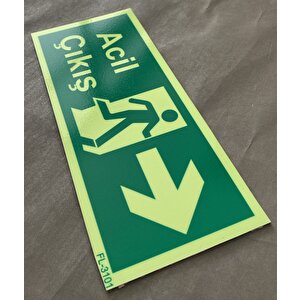 Fosforlu Fotolümen Folyolu Sağ Yönlü Çıkış Exıt Yön Levhası 29x12 Cm