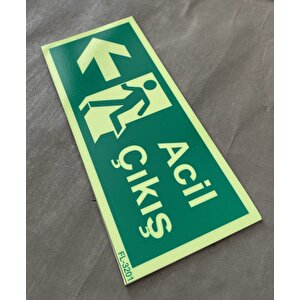 Fosforlu Fotolümen Folyolu Sol Yönlü Çıkış Exıt Yön Levhası 29x12 Cm