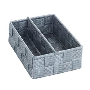 2 Bölmeli, Mutfak Düzenleyici Sepet Gri 13 X 6 X 18 Cm