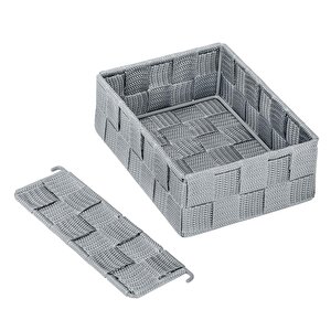 2 Bölmeli, Mutfak Düzenleyici Sepet Gri 13 X 6 X 18 Cm