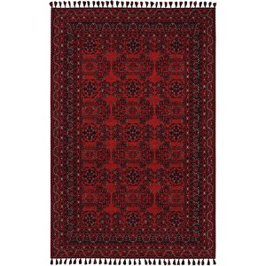Atlas 02 Kırmızı Mutfak Halısı Yıkanabilir Halı Kaymaz Taban Afgan Halısı Salon Halısı 150x230 cm
