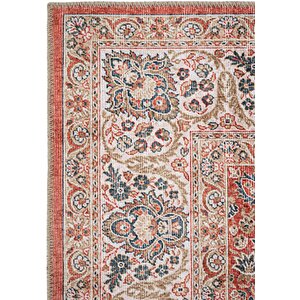 Cool Halı Private Kiremit Etnik Desenli Şönil Halı Yıkanabilir Eskitme Vintage Göbekli Salon Halısı