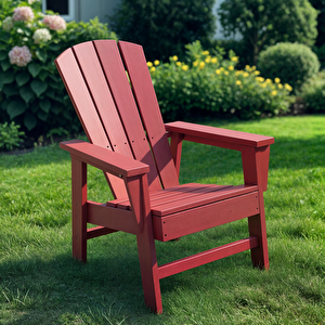 Kırmızı Çocuk Adirondack Sandalye, Yıkanabilir Koltuk, Dış Mekan Çocuk Mobilya, Kreş, Anaokulu