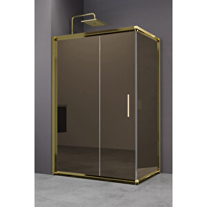 Minesota Temperli 6 Mm Dikdörtgen Cam Duşakabin Altın Profil Bronz Reflekte Cam 100x150 cm