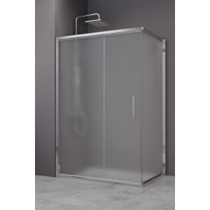 Minesota Temperli 6 Mm Dikdörtgen Cam Duşakabin Krom Profil Buzlu Cam 100x110 cm