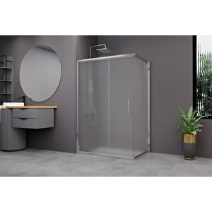 Minesota Temperli 6 Mm Dikdörtgen Cam Duşakabin Krom Profil Buzlu Cam 100x110 cm