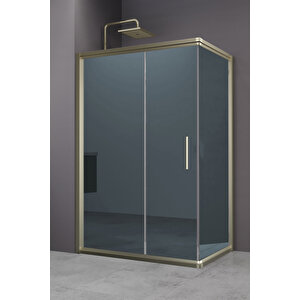 Minesota Temperli 6 Mm Dikdörtgen Cam Duşakabin Bronz Profil Mavi Reflekte Cam 90x110 cm