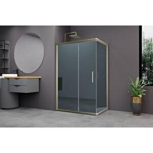 Minesota Temperli 6 Mm Dikdörtgen Cam Duşakabin Bronz Profil Mavi Reflekte Cam 90x110 cm