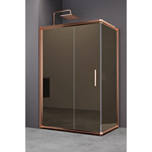 Minesota Temperli 6 Mm Dikdörtgen Cam Duşakabin Pvd Bakır Profil Bronz Reflekte Cam 90x110 cm