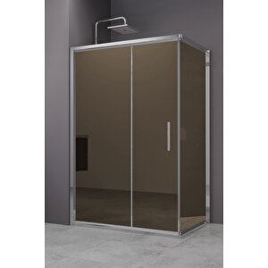Minesota Temperli 6 Mm Dikdörtgen Cam Duşakabin Krom Profil Bronz Reflekte Cam 80x140 cm