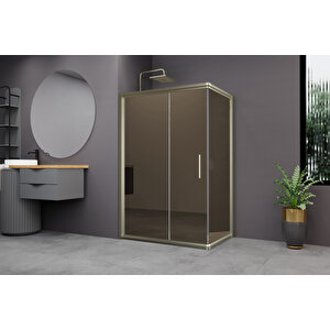 Minesota Temperli 6 Mm Dikdörtgen Cam Duşakabin Bronz Profil Bronz Reflekte Cam 80x130 cm