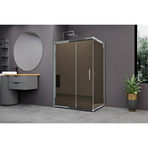 Minesota Temperli 6 Mm Dikdörtgen Cam Duşakabin Ultra Parlak Krom Profil Bronz Reflekte Cam 100x130 cm