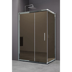 Minesota Temperli 6 Mm Dikdörtgen Cam Duşakabin Ultra Parlak Krom Profil Bronz Reflekte Cam 70x130 cm