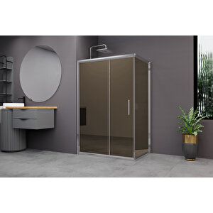 Minesota Temperli 6 Mm Dikdörtgen Cam Duşakabin Krom Profil Bronz Reflekte Cam 70x110 cm