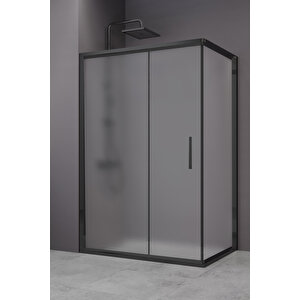 Minesota Temperli 6 Mm Dikdörtgen Cam Duşakabin Siyah Profil Buzlu Cam 70x120 cm