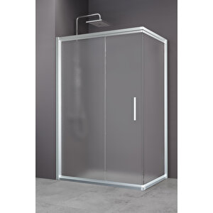 Minesota Temperli 6 Mm Dikdörtgen Cam Duşakabin Mat Krom Profil Buzlu Cam 80x110 cm