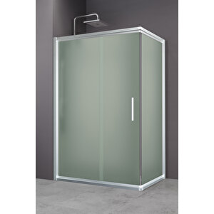 Minesota Temperli 6 Mm Dikdörtgen Cam Duşakabin Mat Krom Profil Buzlu Cam 70x120 cm