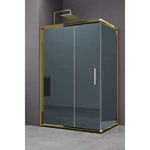 Minesota Temperli 6 Mm Dikdörtgen Cam Duşakabin Altın Profil Mavi Reflekte Cam 90x120 cm