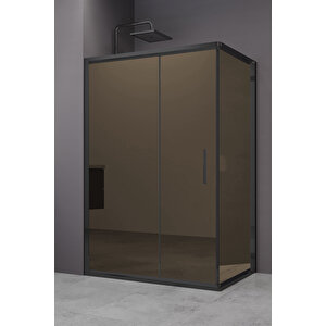 Minesota Temperli 6 Mm Dikdörtgen Cam Duşakabin Siyah Profil Bronz Reflekte Cam 80x150 cm