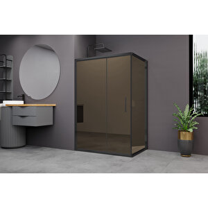 Minesota Temperli 6 Mm Dikdörtgen Cam Duşakabin Siyah Profil Bronz Reflekte Cam 80x150 cm