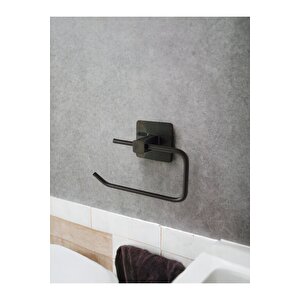 Siyah Yapışkanlı Tuvalet Kağıtlık Halka Havluluk Askısı Ve Fön Makinesi Askısı Seti Banyo Seti
