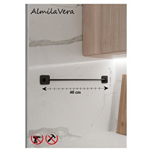 Yapışkanlı Siyah Banyo Köşeliği 3 Katlı Köşe Rafı Uzun Havluluk Ve Tuvalet Kağıtlık Set