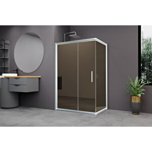 Minesota Temperli 6 Mm Dikdörtgen Cam Duşakabin Mat Krom Profil Bronz Reflekte Cam 70x120 cm