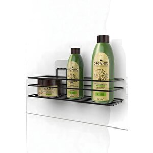 Siyah Yapışkanlı Banyo Rafı Halka Havluluk Ve Tuvalet Kağıtlık Seti
