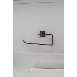 Siyah Yapışkanlı Kare Havluluk Ve Solo Havluluk Seti Banyo Seti